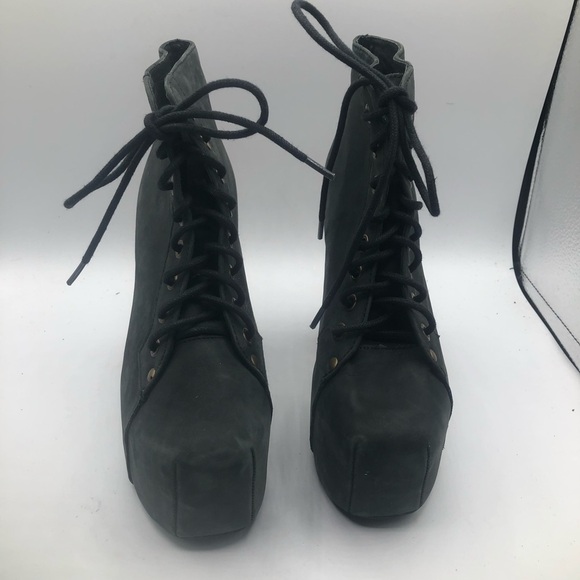 Jeffery Campbell Women’s Litas, black leather. Plat form booties, size 6.5M - Picture 2 of 10